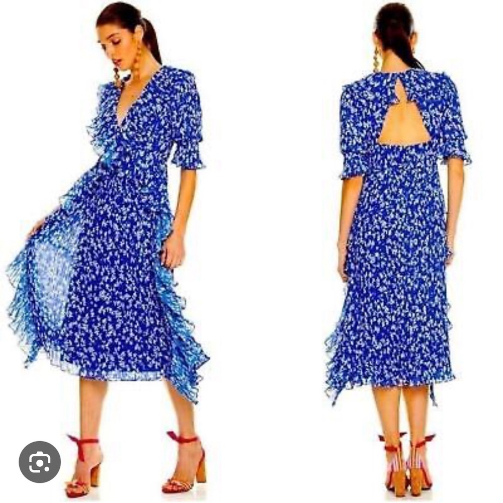Talulah la maison Mediterranean blue margarita floral dress Sz 5